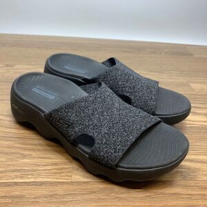 Skechers Women's Go Walk Massage Fit Sweet Talk Slide Sandals Gray Size: 8